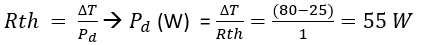 Allowable Dissipated Power (from Eq 1a)